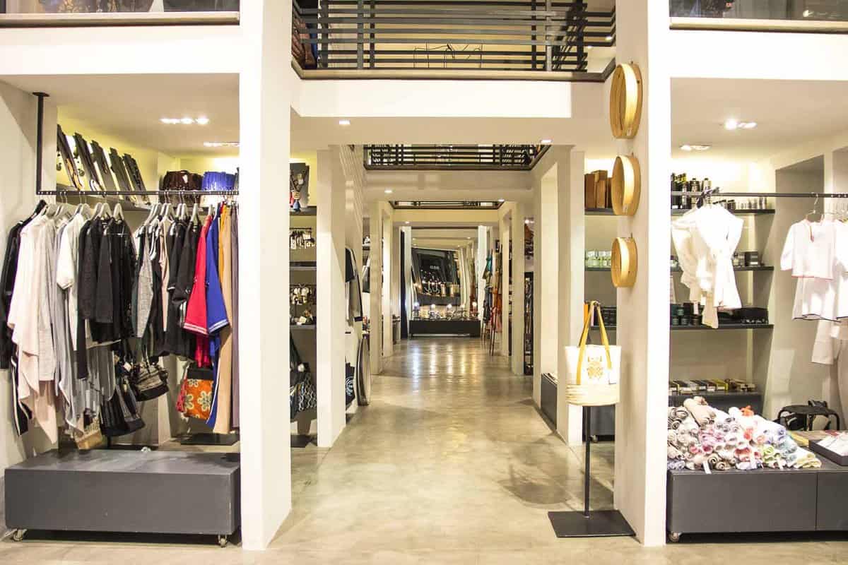 Interior of concept store selling jewellery, clothing, shoes