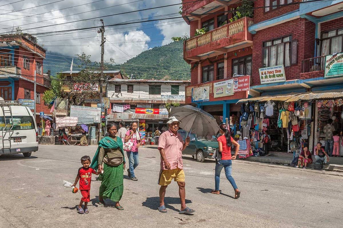 The main bustling street of Besishar, the starting point of the well known Annapurna Circuit Trek