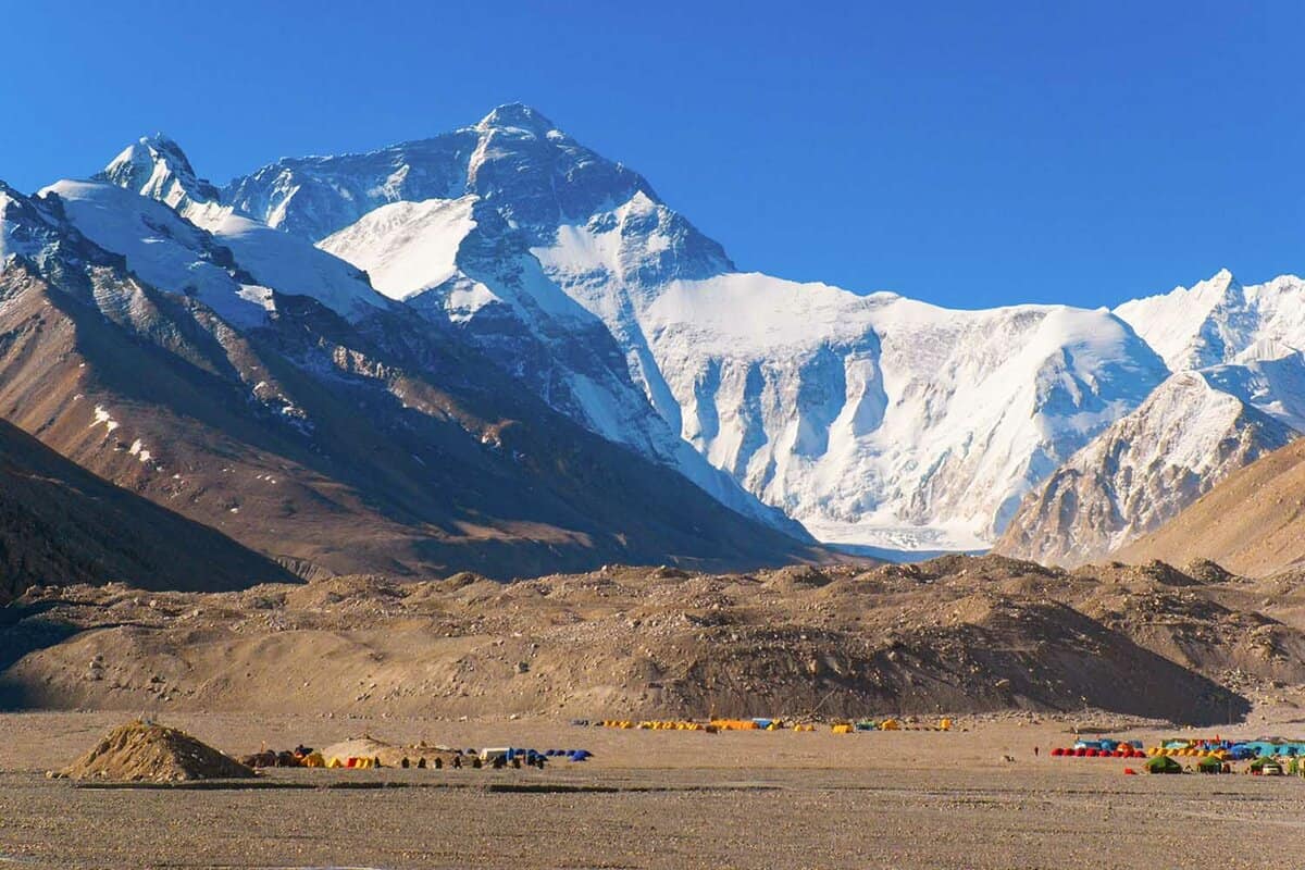 Everest and base camp. Taken in the base camp of north side Everest. Over here, altitude is 5200m.