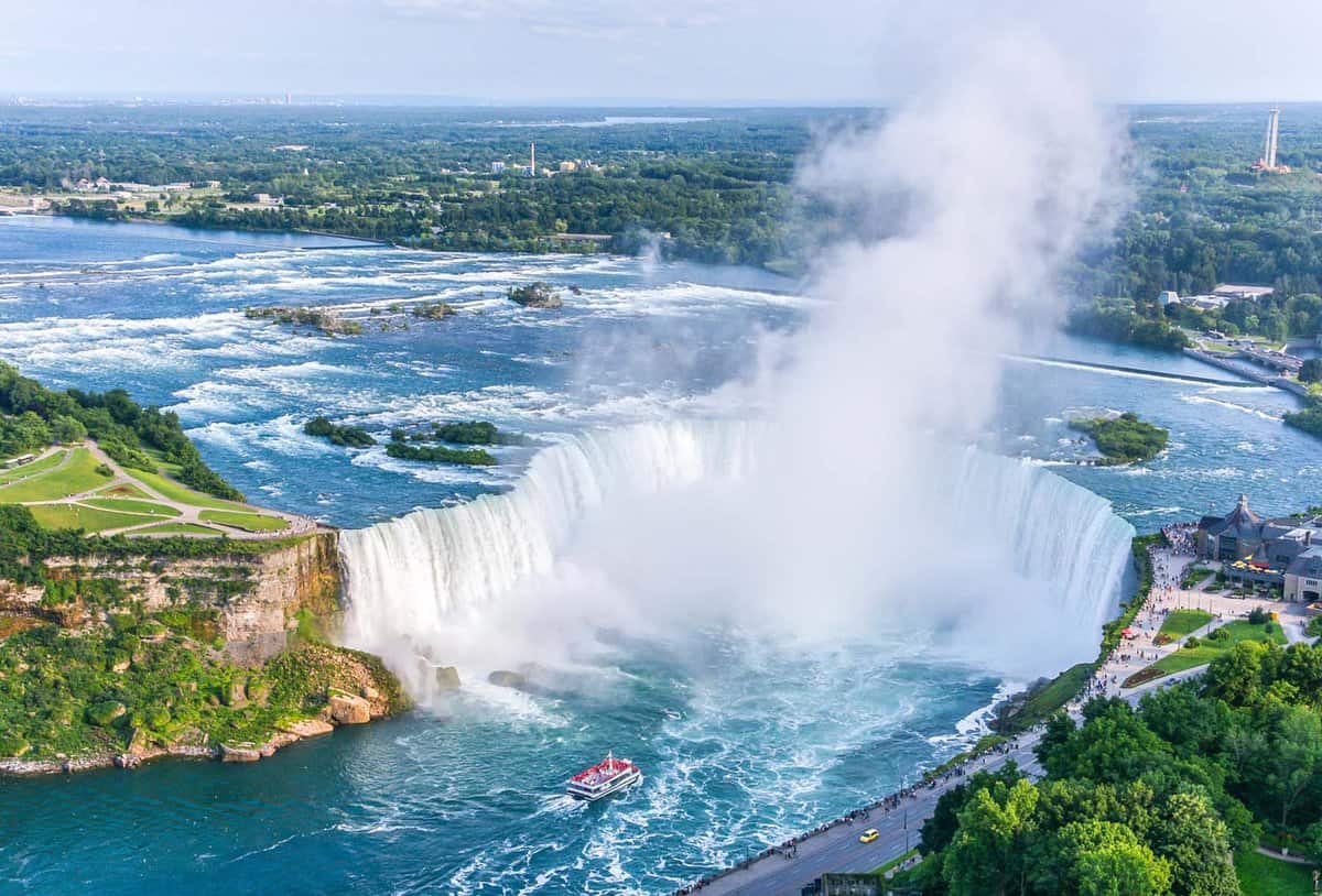 Aerial view of the falls horseshoe from helicopter