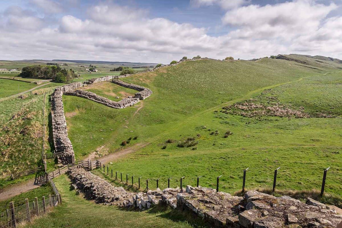 Landscape showing Hadrian's Wall, Northumberland, England