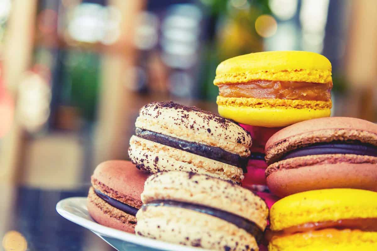 Pile of macaroons of different colours