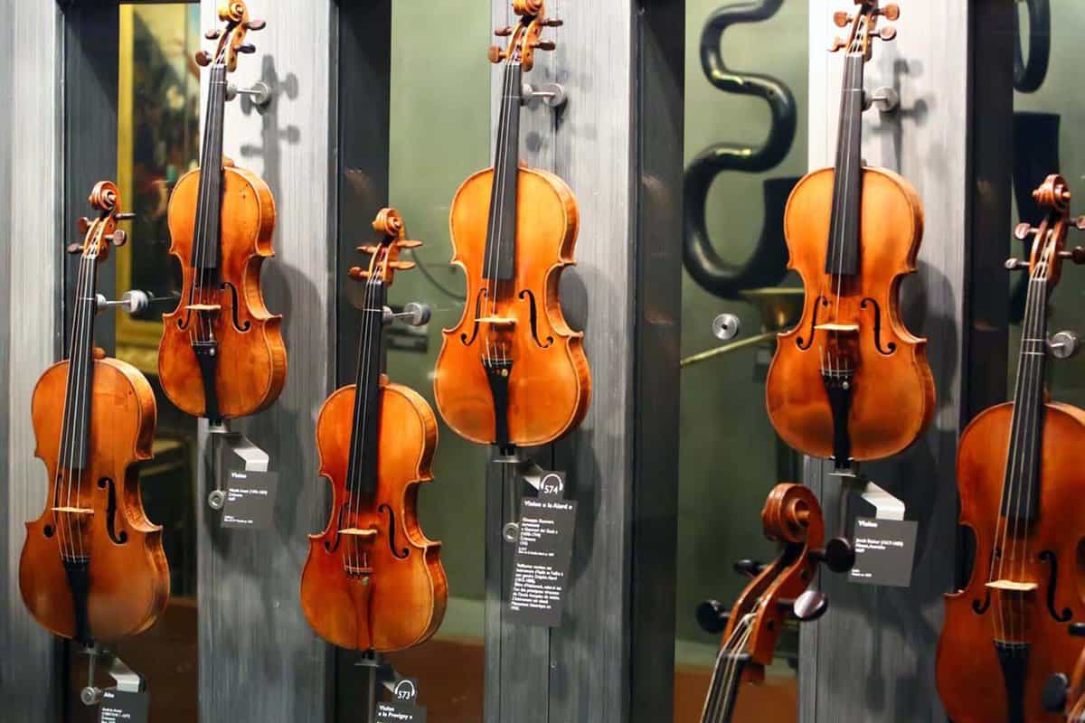 A display of the most famous violins at the museum