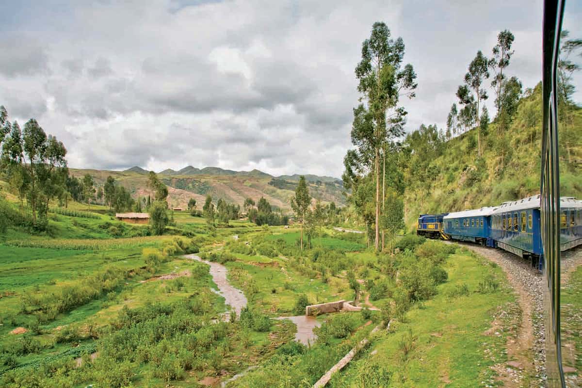 Train travelling through countryside