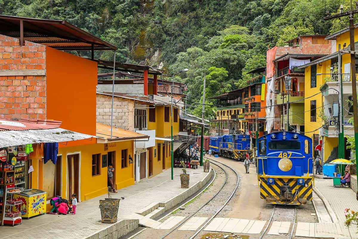 The train line leading through Aguas Calientes at the base of Machu Picchu