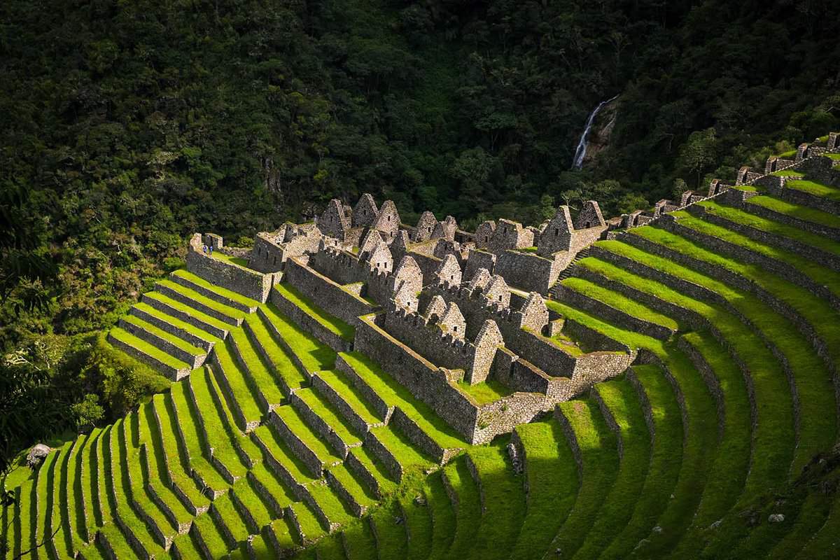 Ruins surrounded by grassy steps