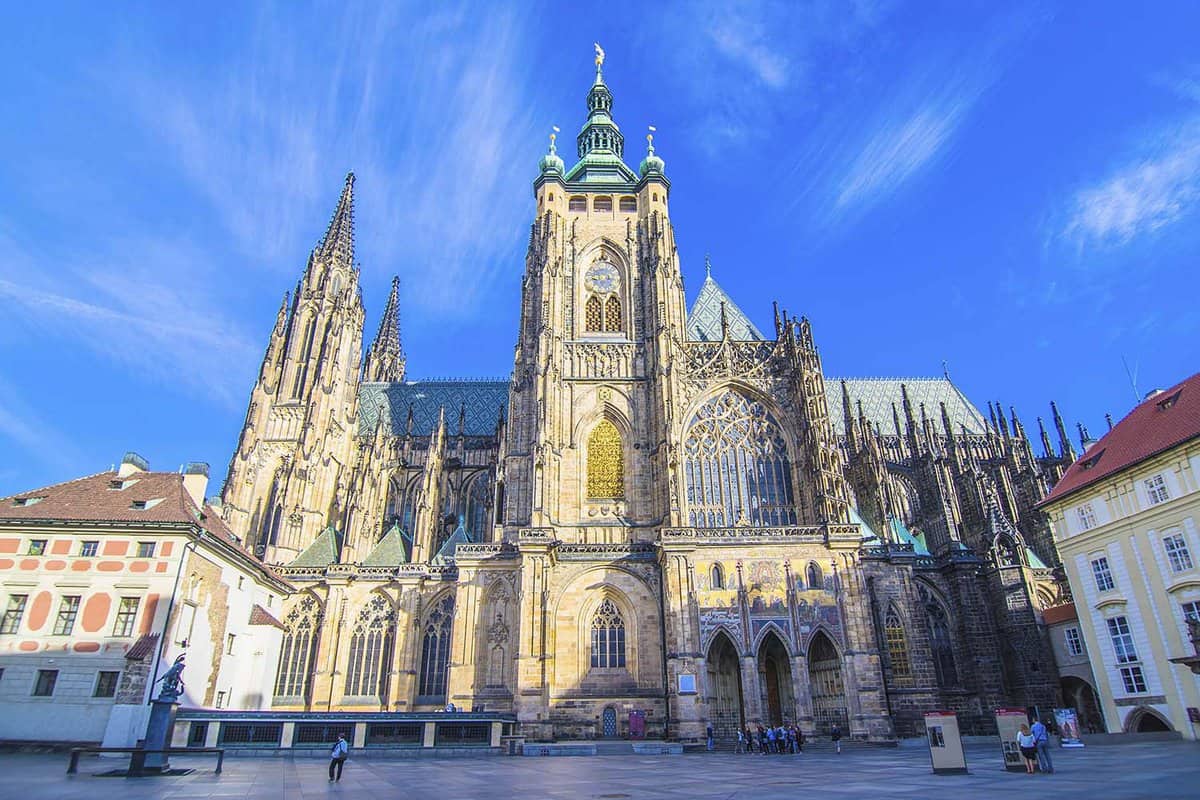 Front view of St. Vitus Cathedral in the Prague Castle