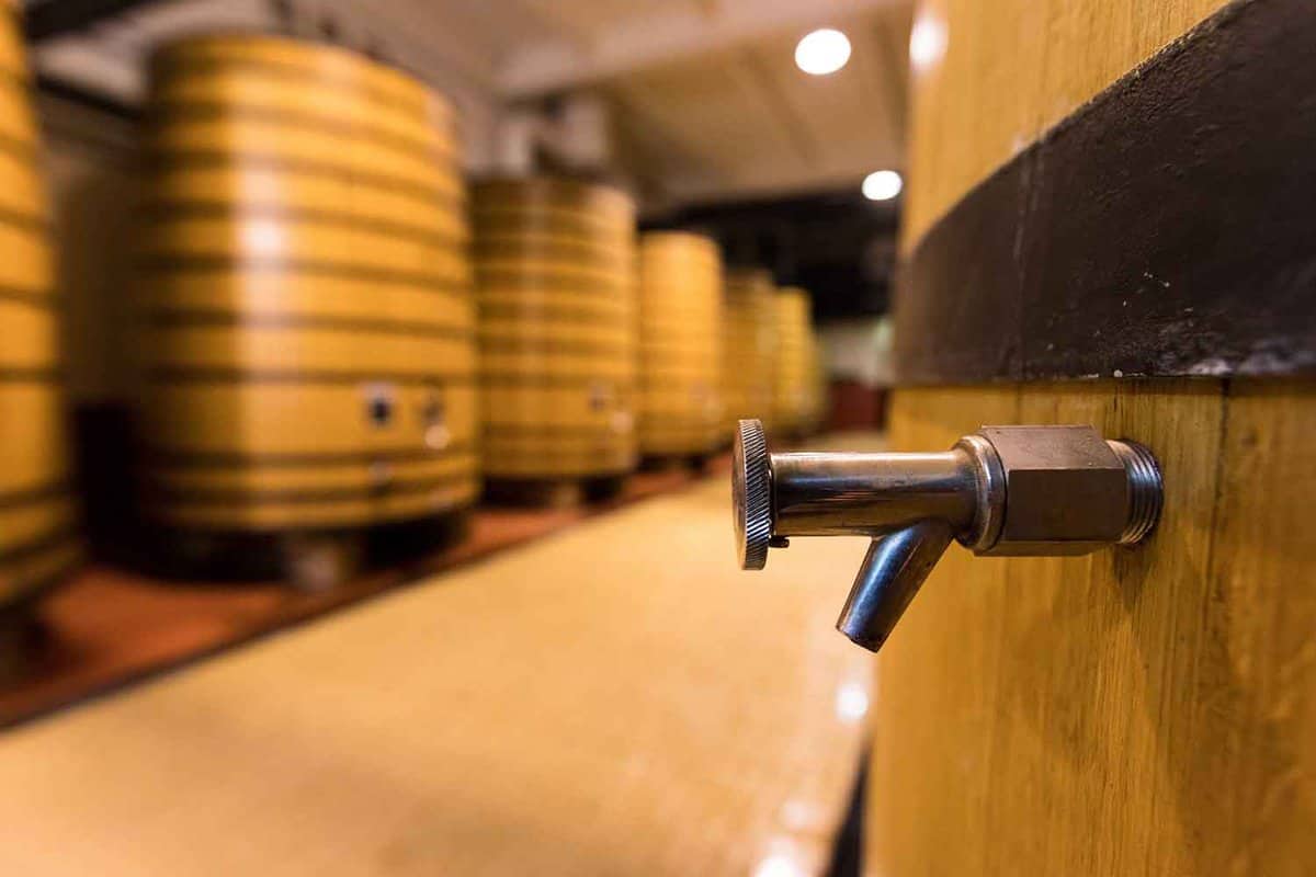 Close up of a tap on a wine barrel