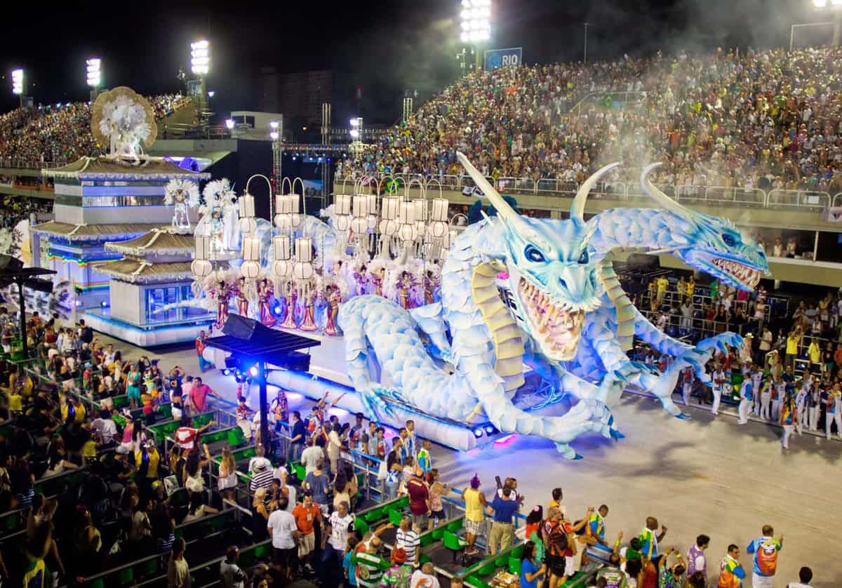 Giant float made from dragons on the parade route