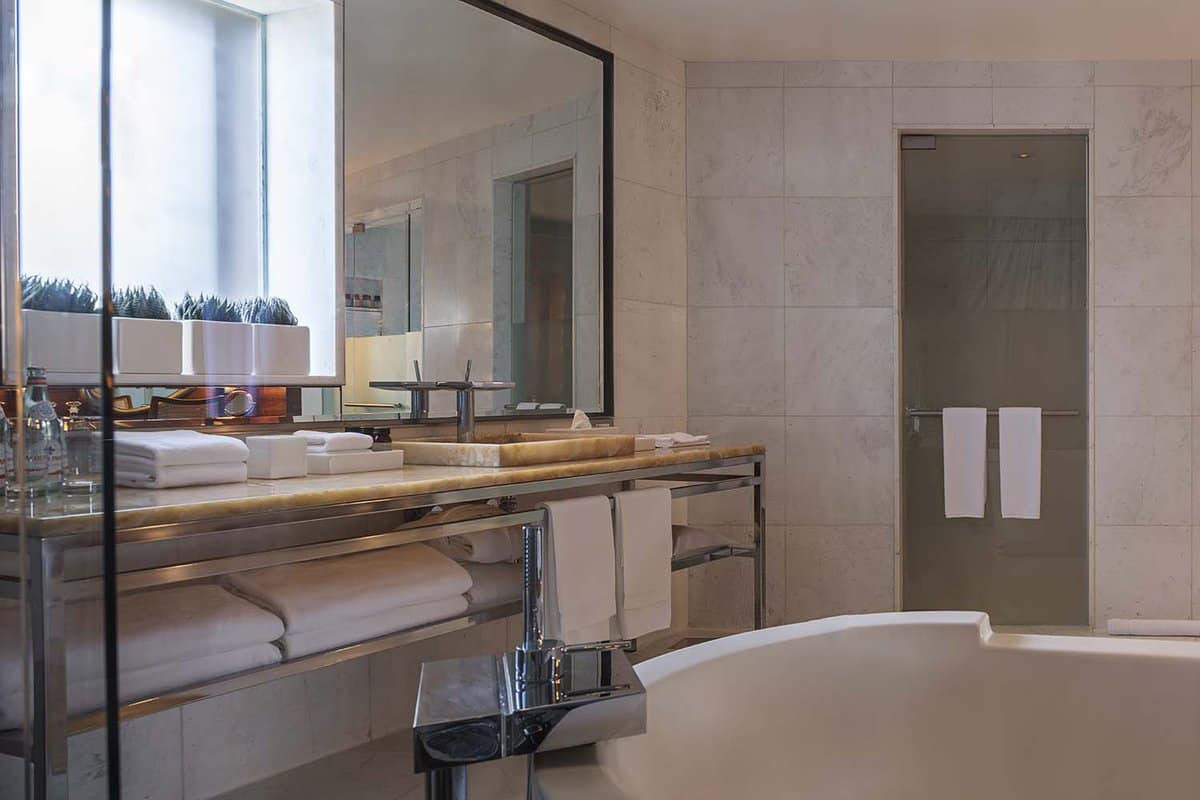 Ensuite bathroom with console table