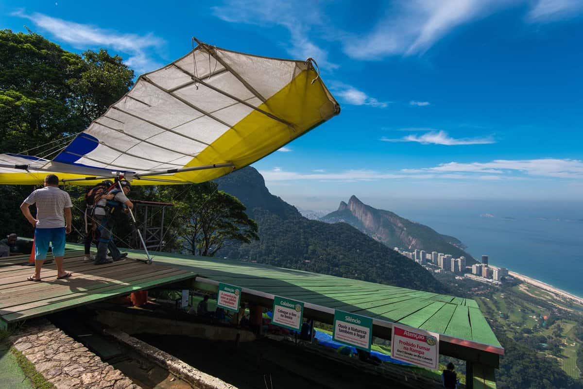 Glider takes off from mountain top