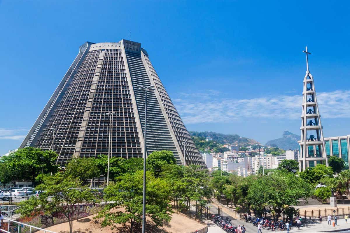 Large pyramid building rises into skyline