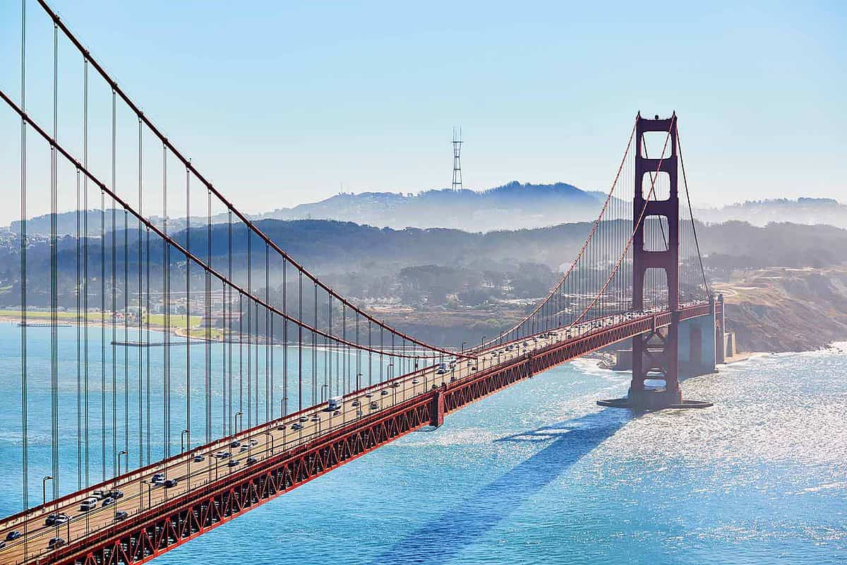 Famous Golden Gate bridge in San Francisco, California, USA