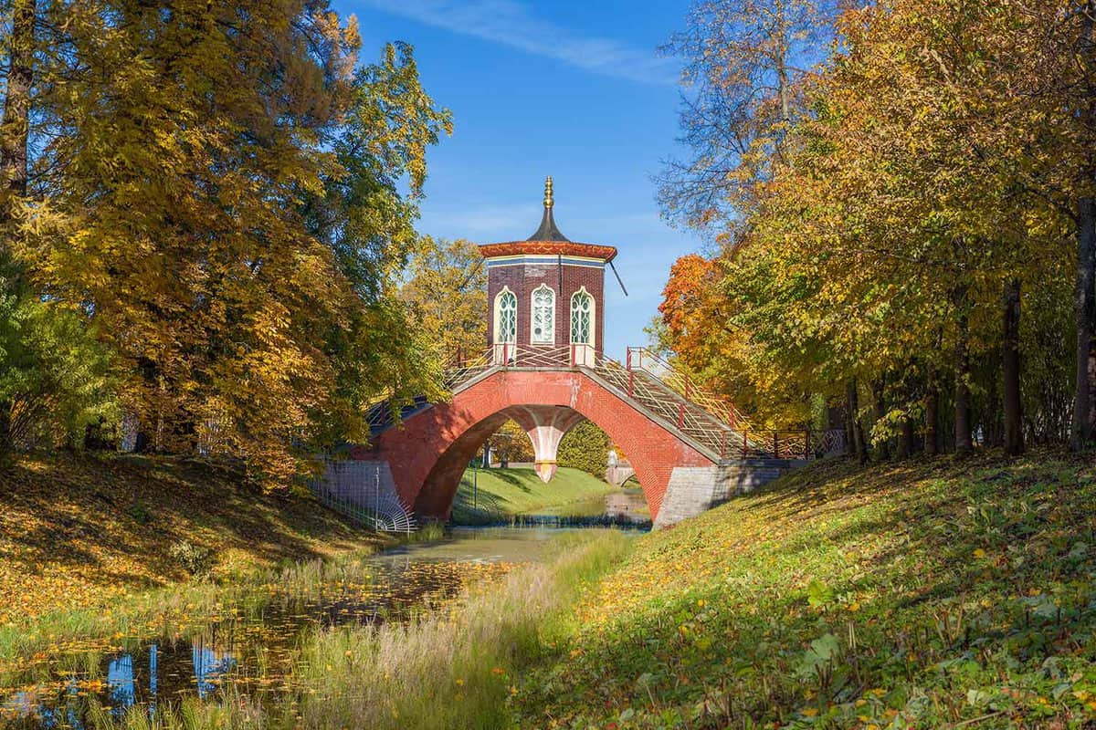 Bridge and tower folly in woods