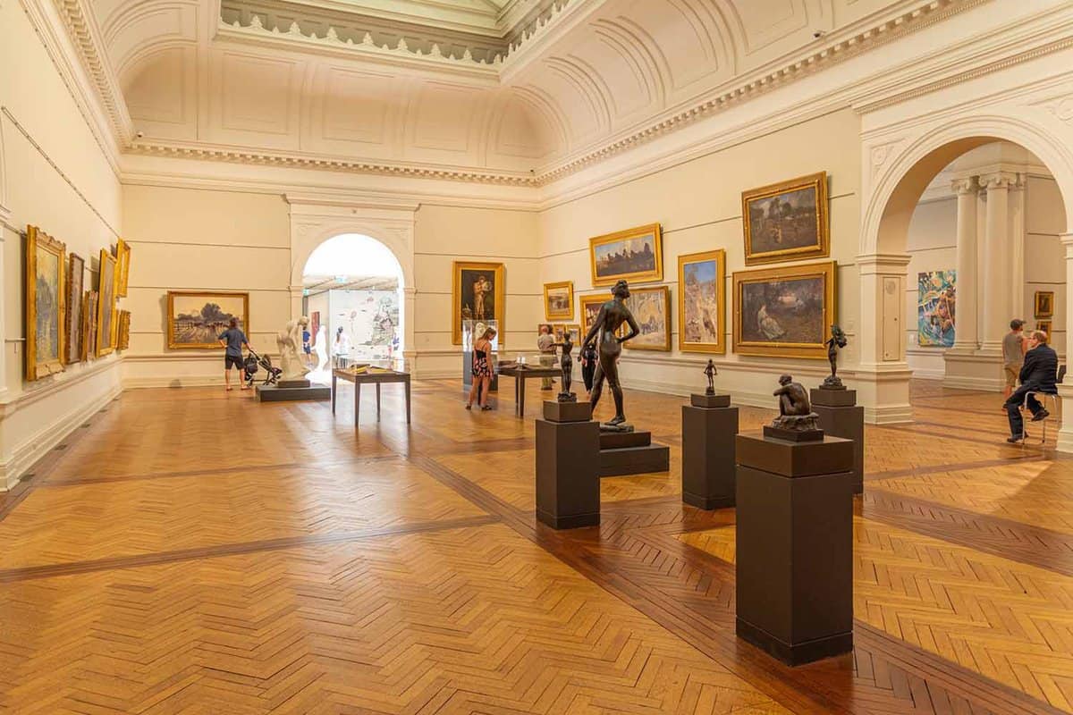 A large, open gallery exhibition.