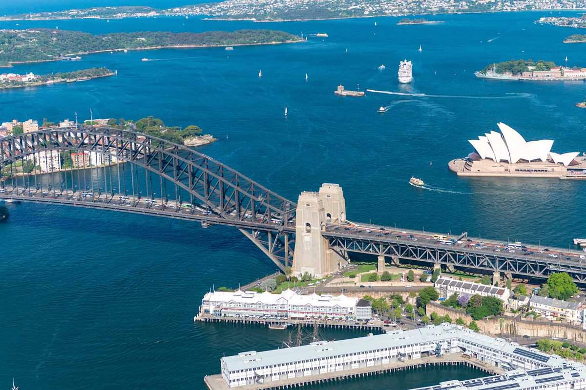 Sydney Harbour. Stunning aerial view on a sunny day.