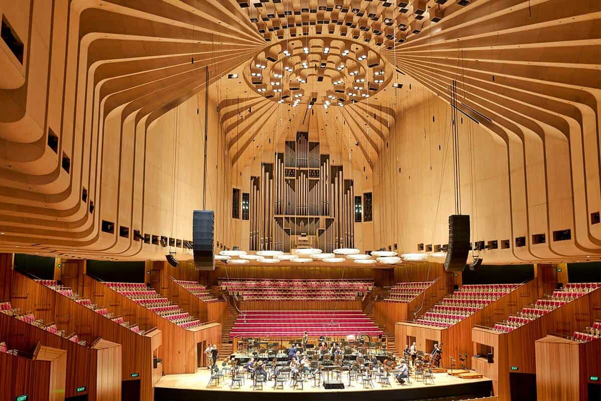 The grand interior of Sydney opera house.
