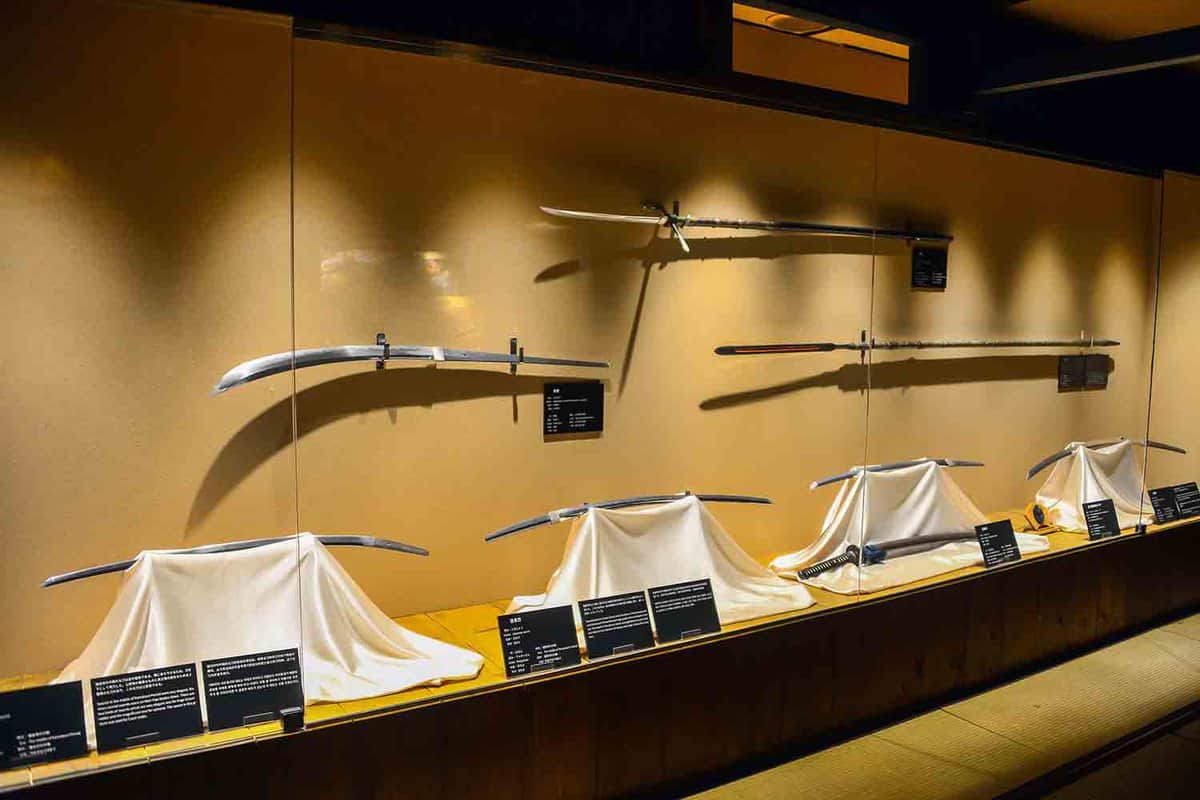 Katanas (samurai swords) on display at the Samurai museum