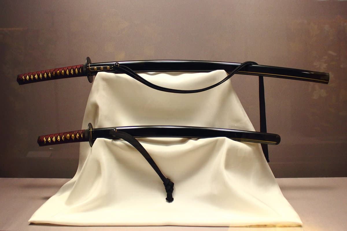 Pair of long and short swords ,Edo period ,19th century ,Forged iron ,lacquered wood ,rayskin ,cotton.