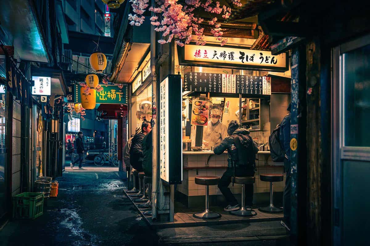 Food stall in Omoide Yokocho, near Shinjuku station, Tokyo, Japan.