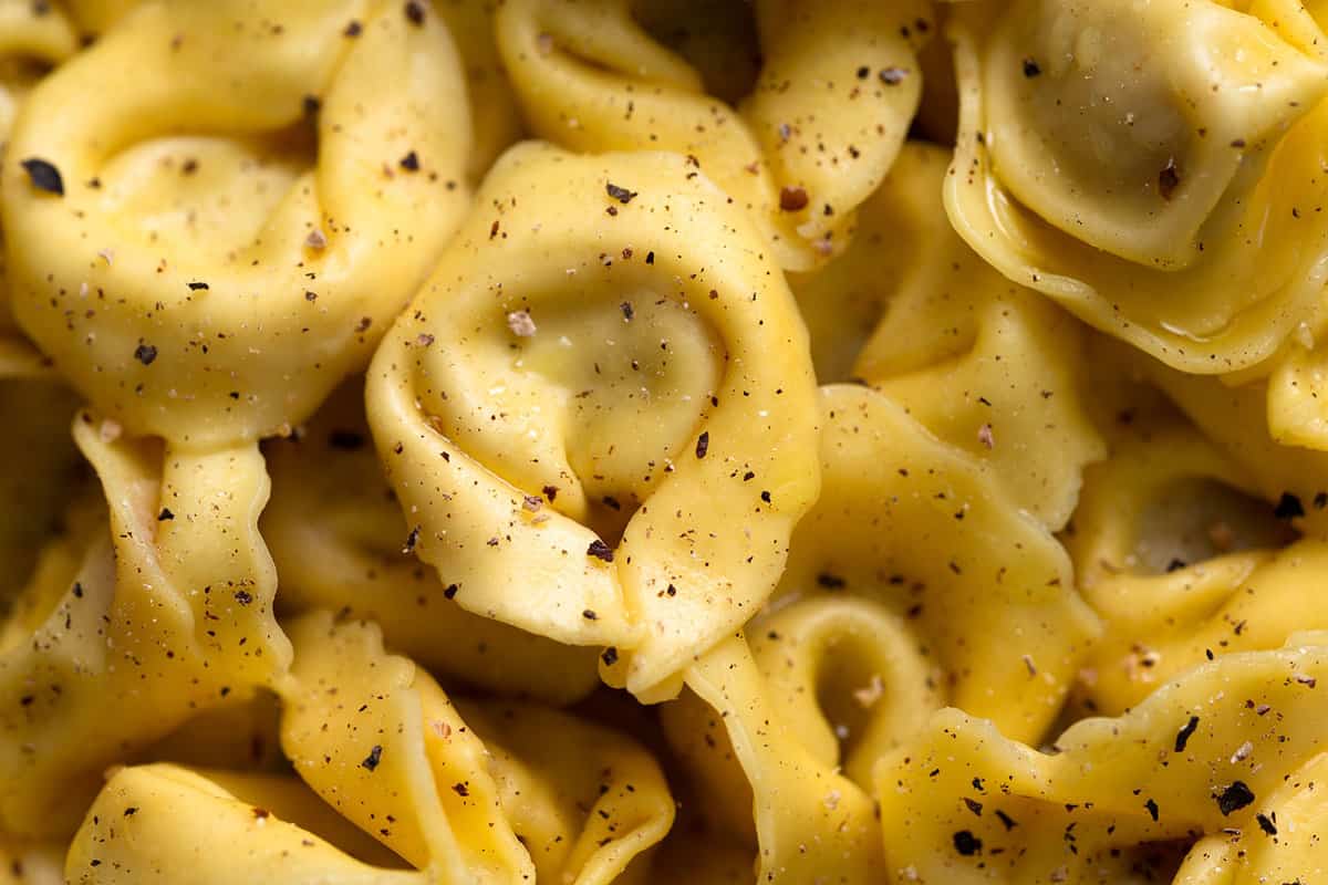 Closeup of delicious tortellini with butter, Italian food