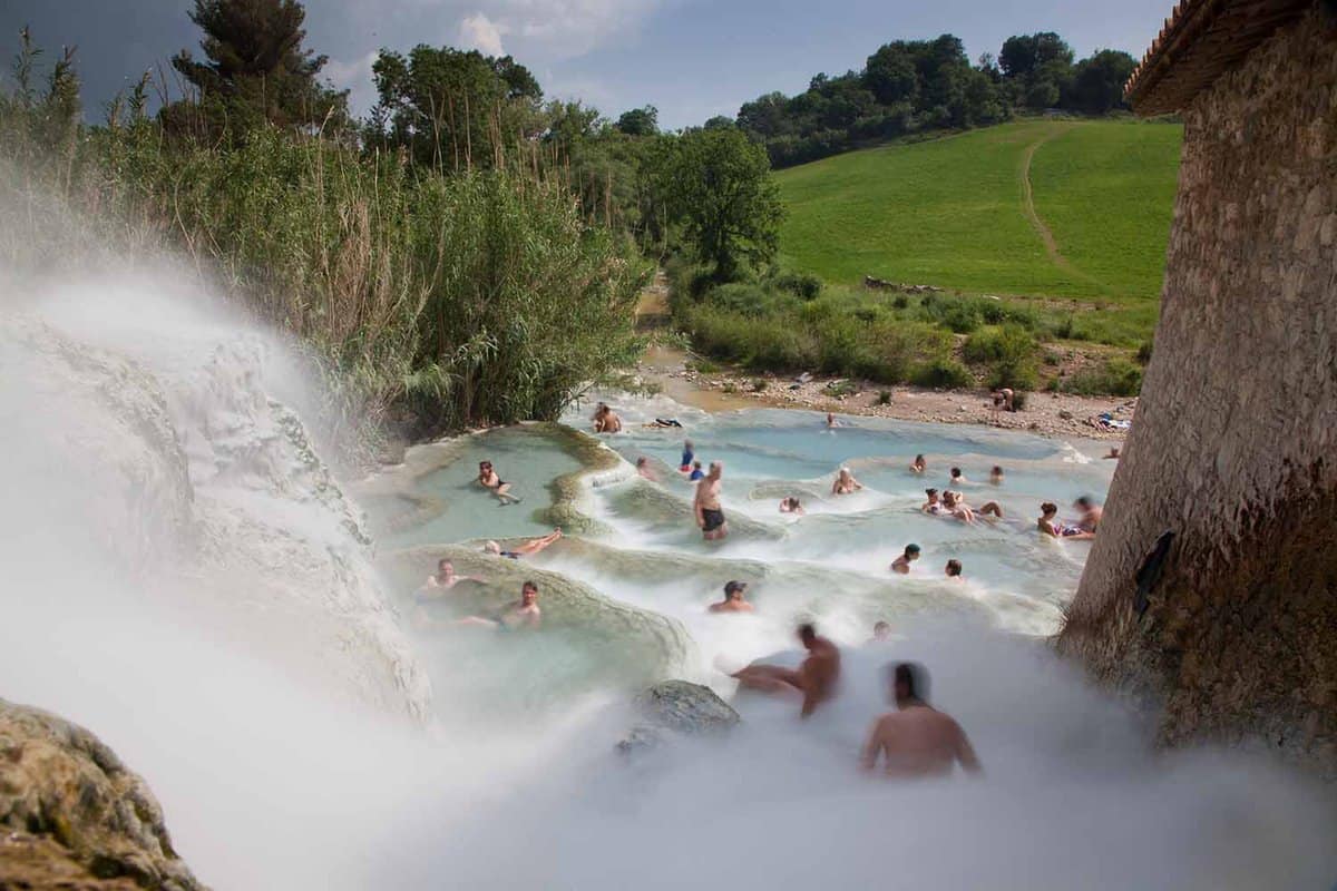 natural spa with waterfalls and hot springs at Saturnia thermal baths, Grosseto, Tuscany, Italy