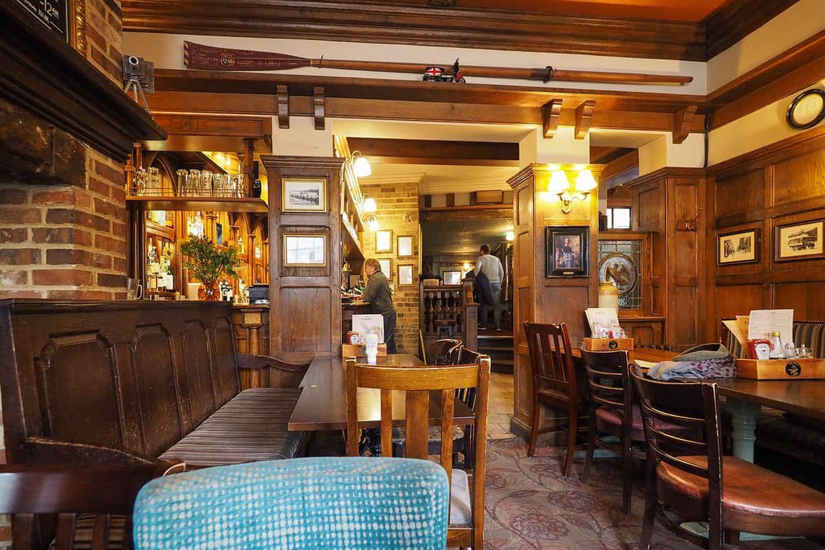 Interior of historic pub in Cambridge