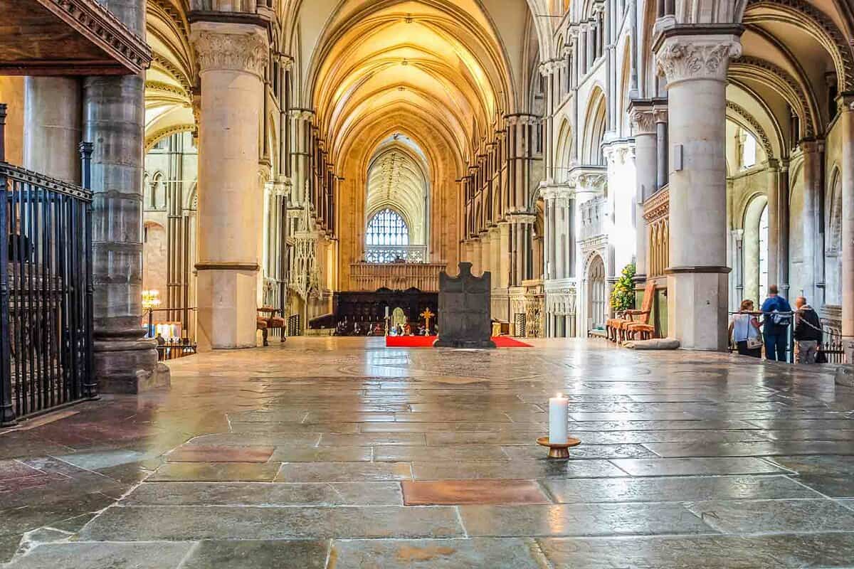 Stone floor inside of grand cathedral