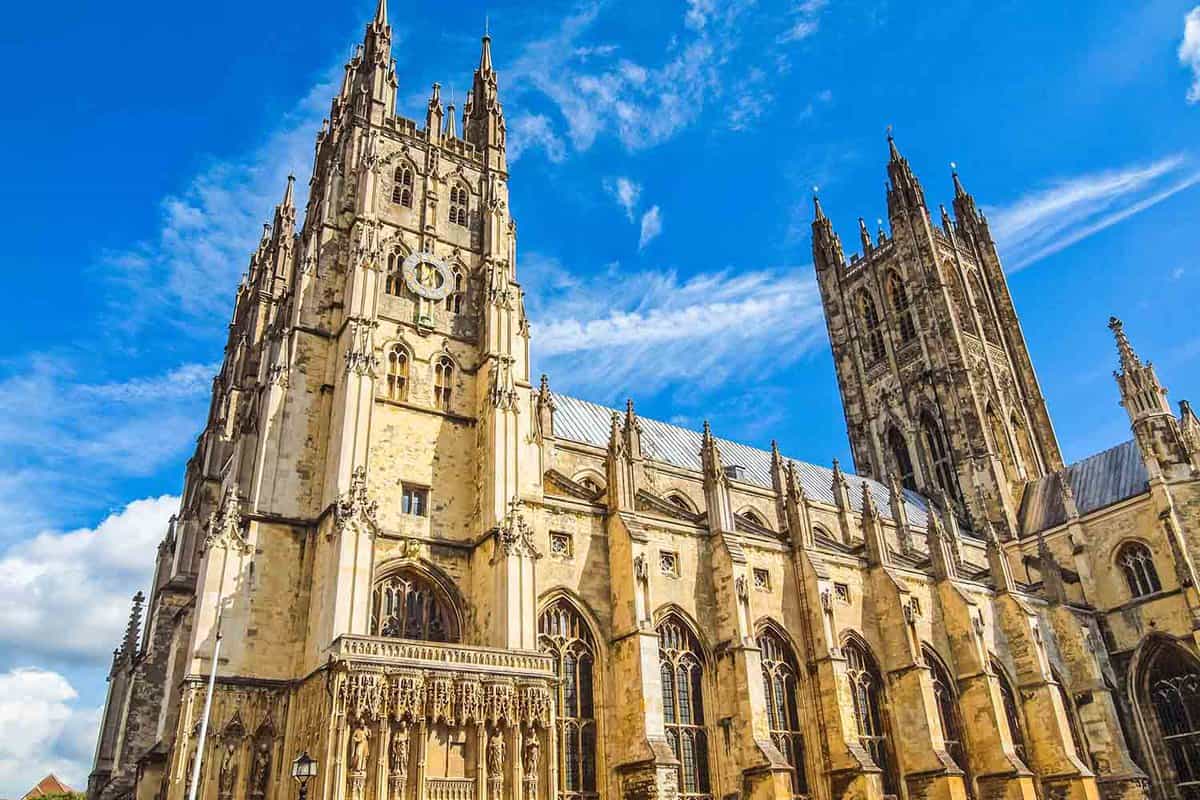 Exterior of Canterbury cathedral on a sunny day