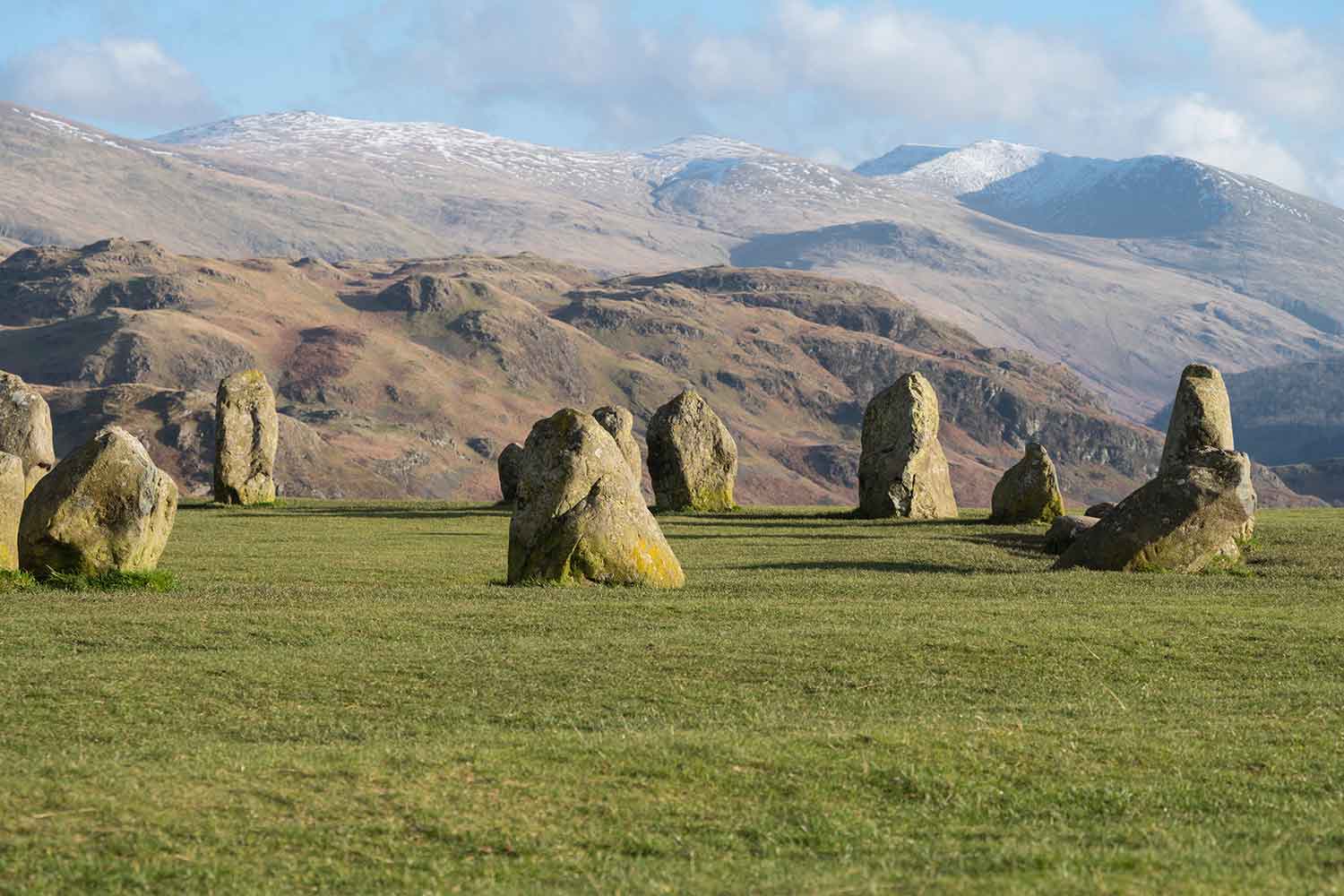 stones of the stone circle with fells behind