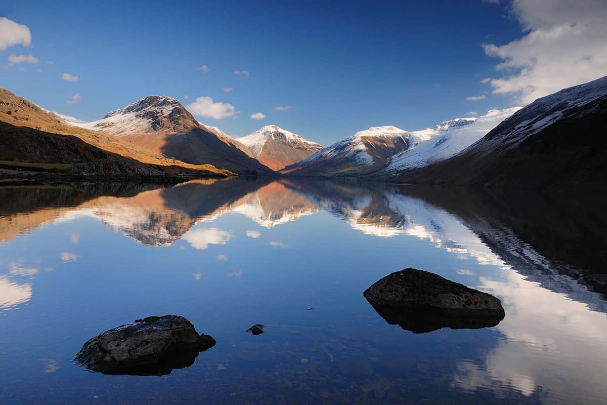 Beautiful landscape of a lake and fells
