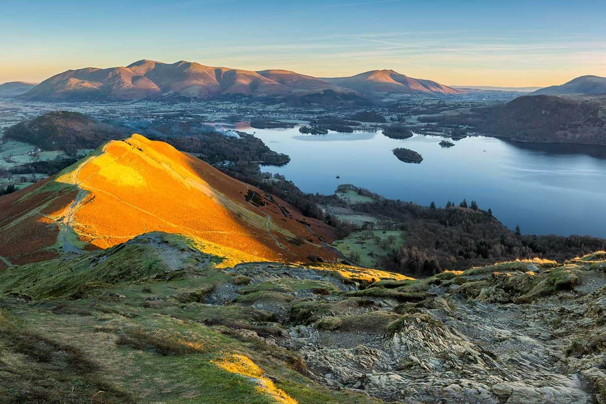 beautiful landscape of the Catbells on Derwentwater in the Lake District