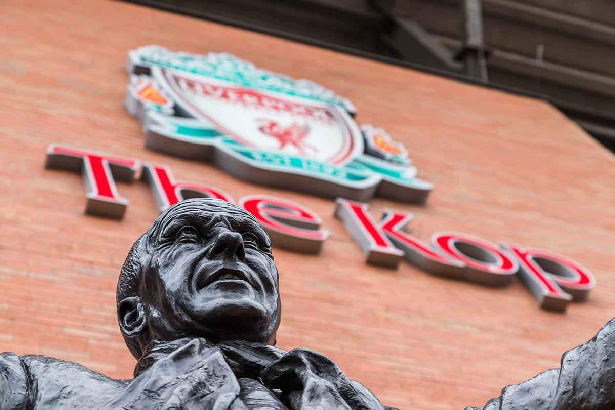 Statue of Bill Shankly at Anfield stadium in Liverpool
