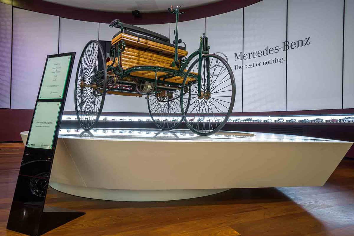 The world's first true automobile powered by combustion engine designed by Karl Benz in Mannheim in 1885. He was granted a patent for"Benz Patent Motorwagen."