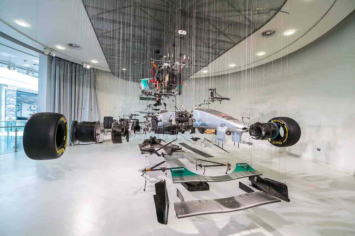 AMG Petronas Formula 1 bolid on display at Mercedes Benz World