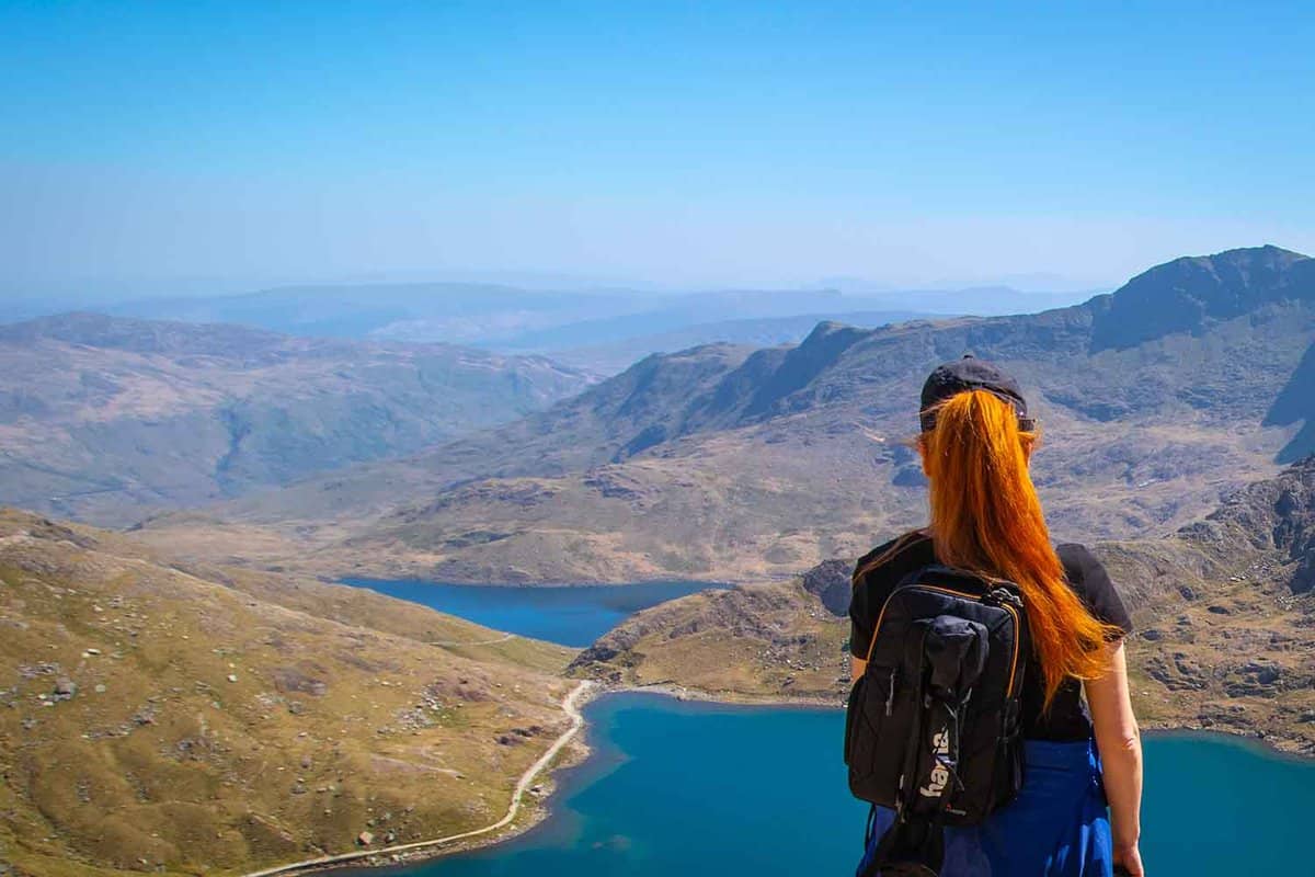 Woman staring at scenery in the Snowdonia National Park