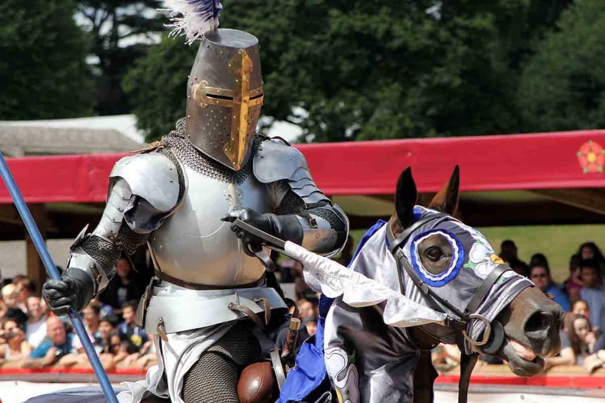 Close up of a knight at the jousting contest