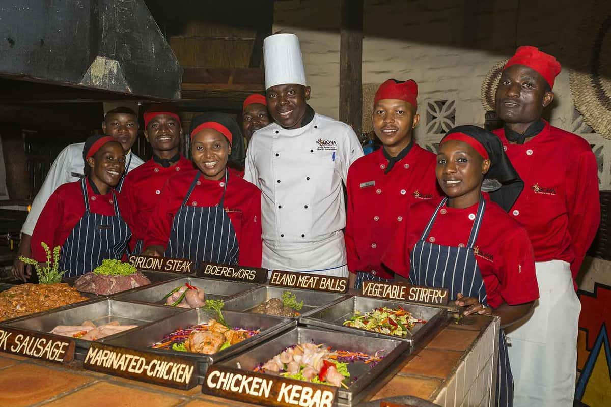 the chefs and waitresses for the boma dinner