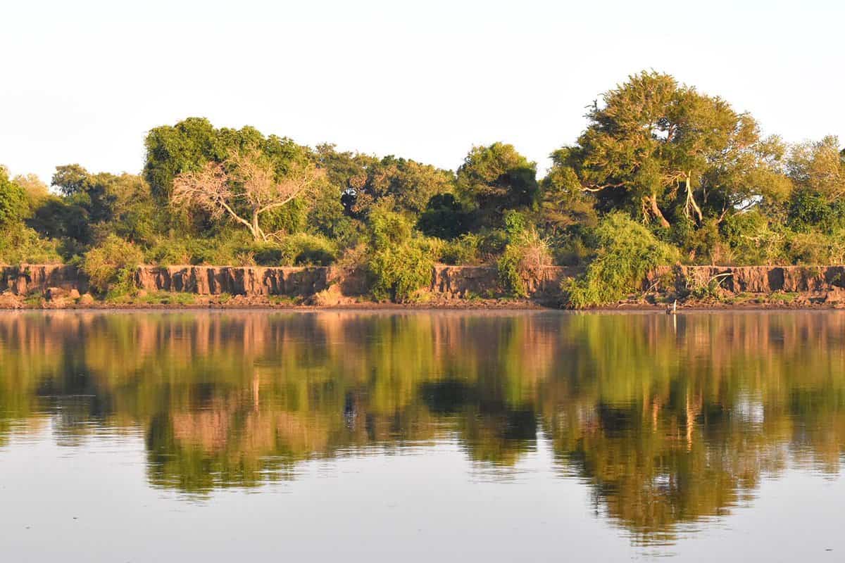 The river zambezi reflected on the water