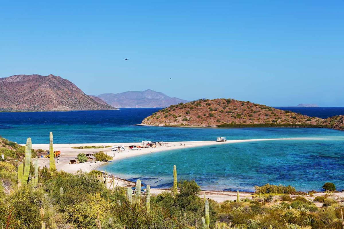 Baja California landscapes of beautiful curved beach coastline