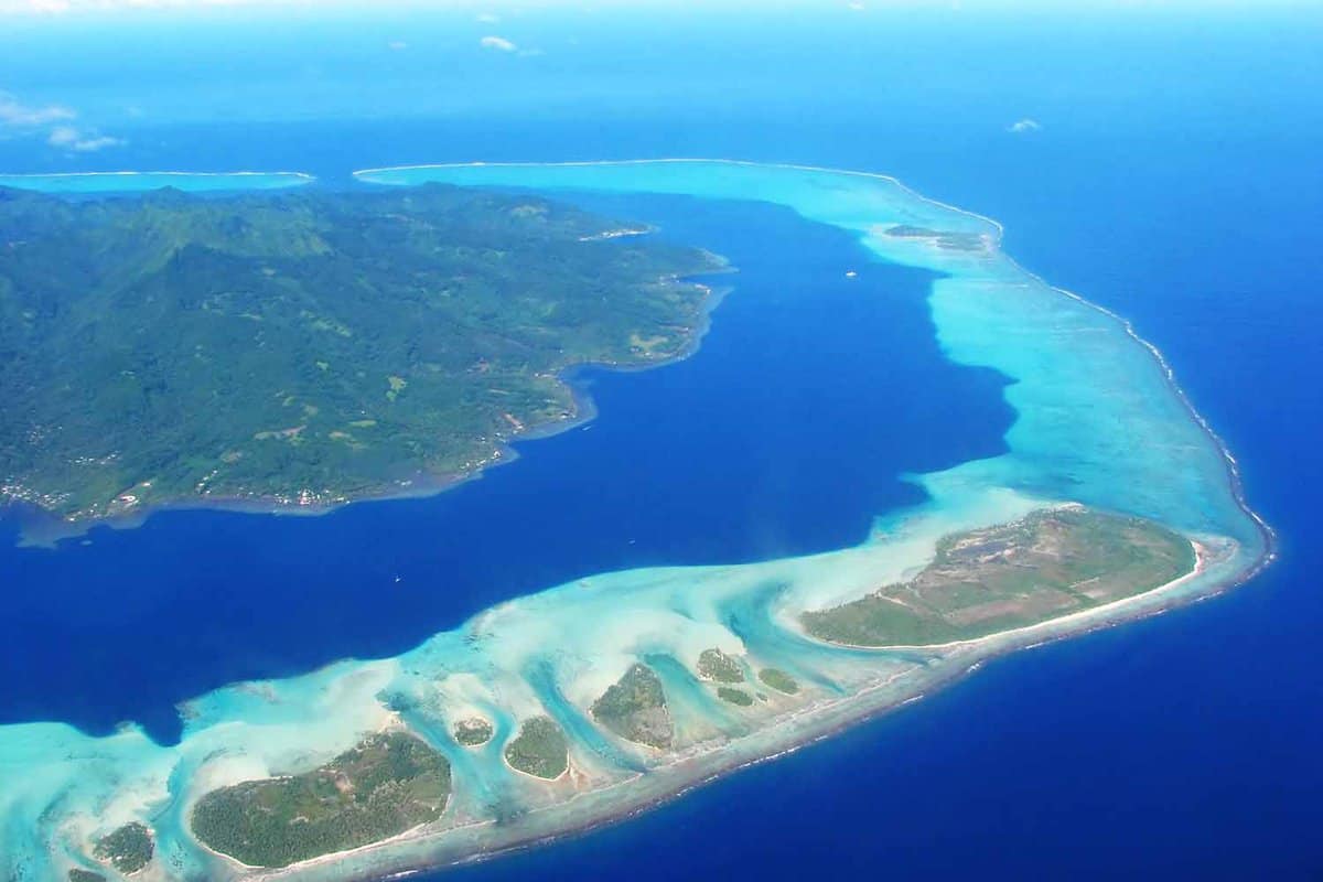 Aerial view on small islands, French Polynesia
