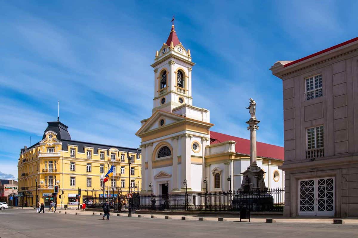 Small colonial cathedral in the town centre