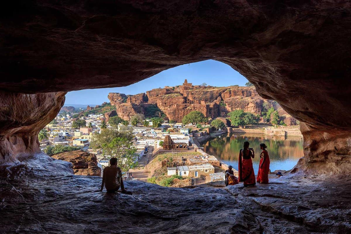 Badami Cave Temples, Karnataka. It is unesco heritage site and place of amazing chalukya dynasty sotne art.
