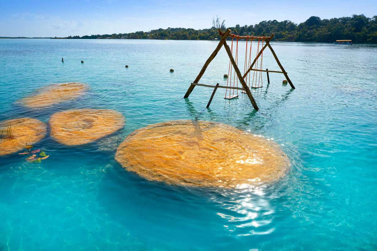 brown round stromatolites in Laguna Bacalar