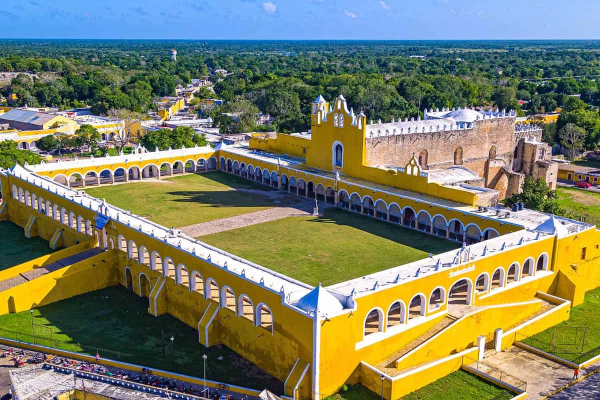 drone shot of San Antonio Convent, Izamal Yucatan